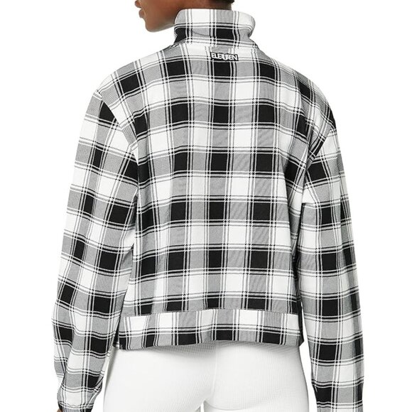 EleVen by Venus Williams One More Time Pullover Women's Size S Black White Plaid - Picture 2 of 8